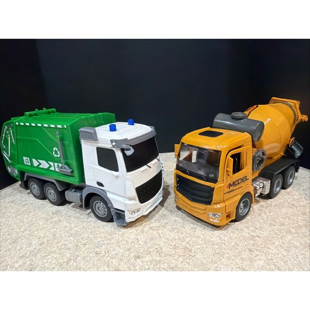 Remote control garbage truck and cement mixer no remotes untested
